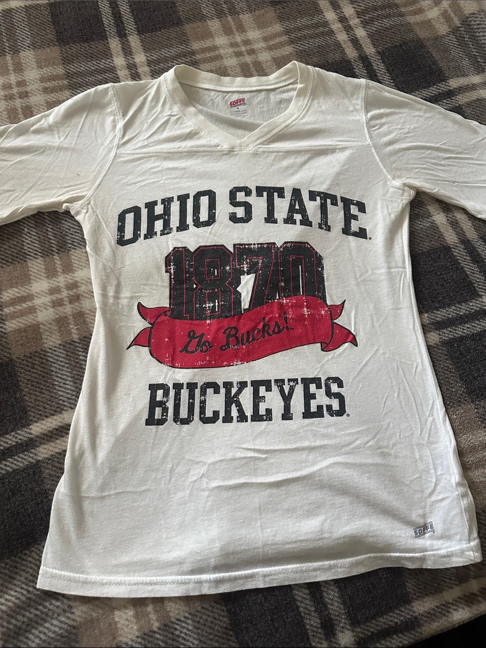 Soffe White V-Neck Ohio State Buckeye T-shirt